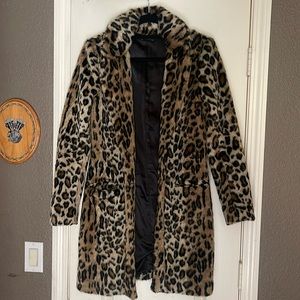 Faux fur leopard coat